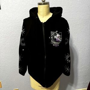 Disney Black Mickey Mouse Zip-Up Hoodie with White & Purple Details